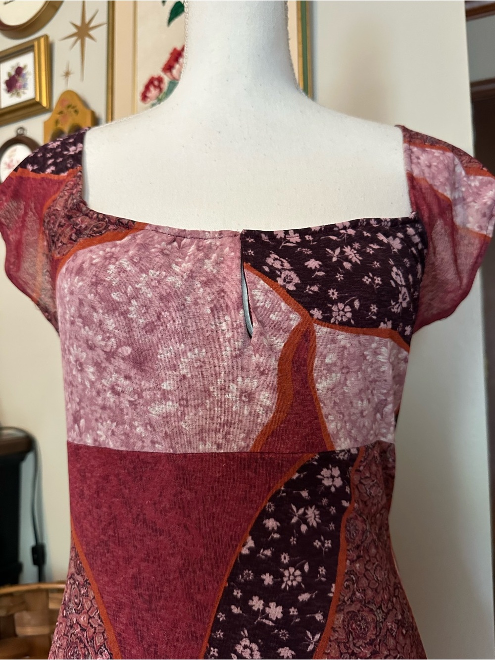 Vintage Y2K Charlotte Russe patchwork maxi dress with lace trim and ruffles - Picture 4 of 8